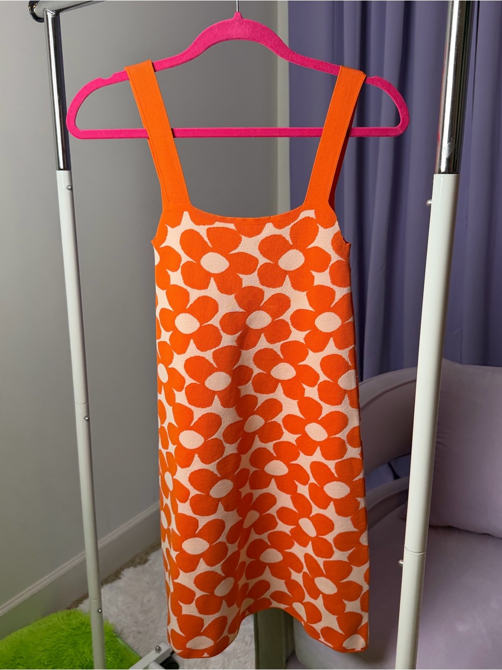 Orange Floral Knit Dress (Zara)